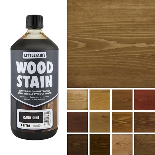 Littlefair's Wood Stain Water-Based - (Dark Pine) – Non-Toxic, Eco-Friendly & Quick Drying - Easy-to-Apply, Concentrated Formula for All Wood Types – 1ltr