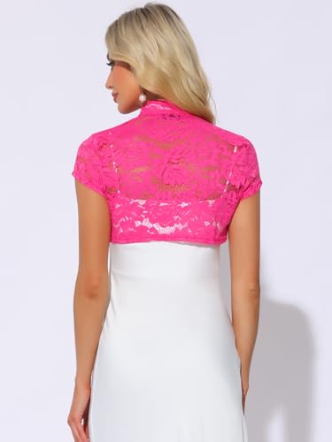 Image of Allegra K Women's Lace Cardigan Stand Collar Short Elegant Shrug Open Front Cropped Bolero Cardigan