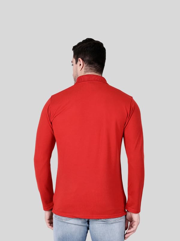 Image of Full Sleeve Men's Polo T-Shirt | Regular Fit, Soft & Breathable Cotton Blend Fabric | Classic Polo Collar, Casual & Office Wear | Available in Sizes M to 6XL, Multiple Colors
