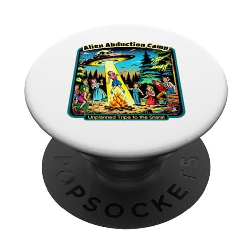 Funny Vintage Alien Abduction Camp UFO Alien PopSockets PopGrip Intercambiable