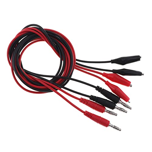 Image of 4pcs 4mm Banana Plug to Crocodile Alligator Clips 22AWG Pure Copper Test Leads Cable Kit for Multimeter Test Probe Electrical Test Wire 1M Black and Red
