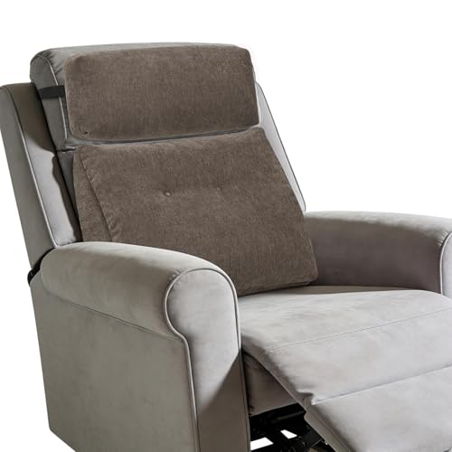 TANYOO Lumbar Support Pillow for Recliner Chair with Headrest Dual-Layer Large Back Pillow for Deep Couch & Sofa Memory Foam Lower Back Support Cushion Set for Sciatica Relief Brown