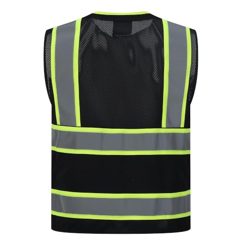 Image of Gasoline Class 2 High Visibility Reflective Safety Vests Women & Men | With 15 Pockets And Zipper Front,Meets Ansi /Isea Standards