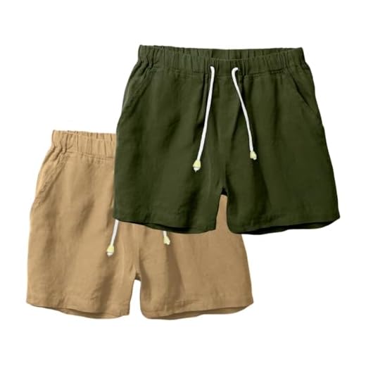 Kit 2 Bermuda Short de Linho Premium Masculina Moda Praia Luxo Opice (BR, Alfa, G, Regular, Regular, Bege e Verde Militar)