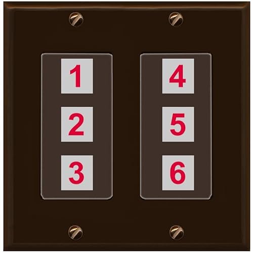RiteAV 6 Port Custom Wall Plate, 2 Gang, Brown/Brown, Choose