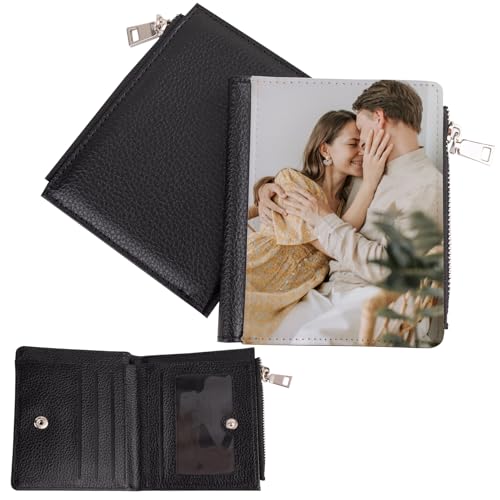 Framendino, 2 Pack Sublimation Wallet PU Leather Heat Transfer Card Holder Bank Zipper Snap for Women Men