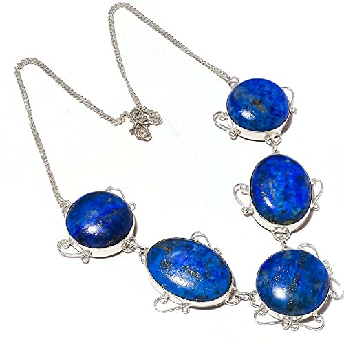 JENAV JEWELS Natural Copper Blue Lapis Lazuli Gemstone Handmade Statement Necklace Jewelry, Lapis Stone Necklace, Gift for Her