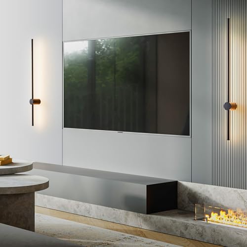 Aplique de pared moderno minimalista largo en aluminio negro y acrílico
