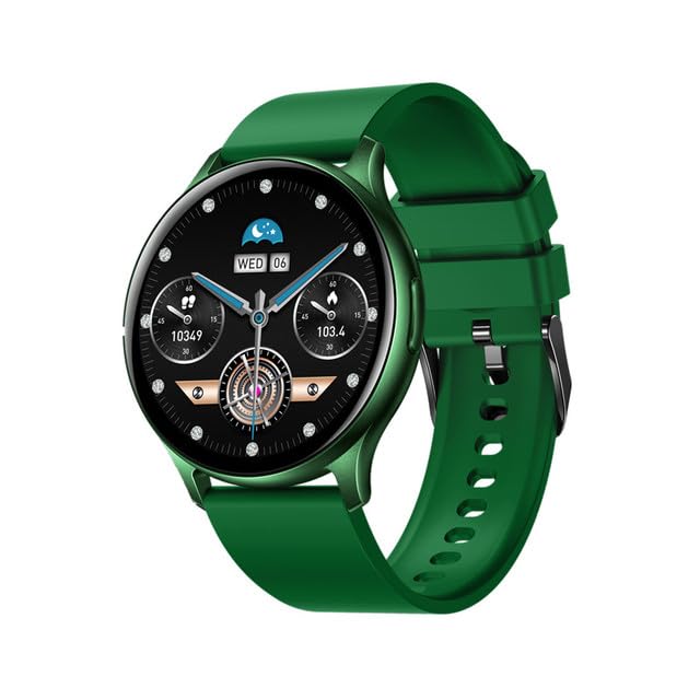 AEsmart - Smart Watch NX12 Bluetooth Са|| ʜеаrt Rate BlооԀ Pressure Mопitоring 1.32 Inch 360 * 360 Screen Voice Assistant 200+ Dial (green SA)
