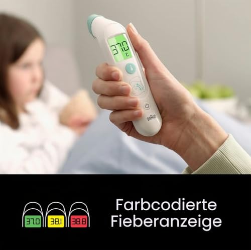 Braun TempleSwipe Stirnthermometer (farbcodierte Temperaturanzeige, sicher, hygienisch, schnell...