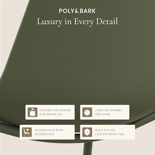 Image of Poly & BARK Isla Stackable Dining Chairs Set of 4 - Mid Century Modern Plastic Dining Chair with Metal Legs - Kitchen & Dining Room Chairs - Dining Table Chairs Set - Indoor /Outdoor - Pistachio Green
