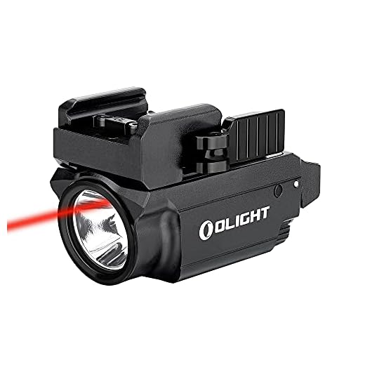 OLIGHT Baldr RL Mini lampe compacte montée sur rail 600 lumens avec faisceau rouge et LED blanche, lampe torche tactique compacte rechargeable avec rail réglable, distance de faisceau de 130 mètres