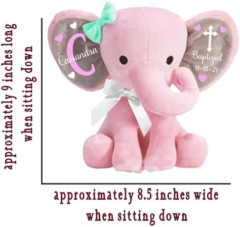 Miniatura 3 de Regalo de bautismo, regalo de bautizo, regalo de ahijado, regalo para padrino, elefante de peluche personalizado (elefante rosa)