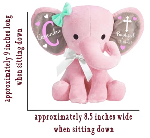 Miniatura 3 de Baptism Gift - Christening Gift - Godchild Gift - Godparent Gift - Personalized Plush Elephant (Pink Elephant)