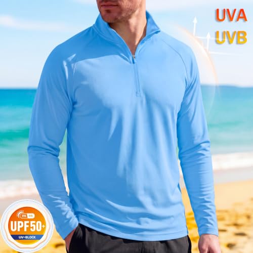 Image of MAGCOMSEN Men's Long Sleeve Sun Shirts UPF 50+ Tees 1 /4 Zip Up Fishing Running Rash Guard T-Shirts Outdoor Shirt