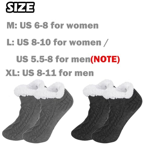 Image of SIQITECHNO Unisex Warm Slipper Socks Grip Slipper Socks Thick Fleece lined Fuzzy Sherpa Ankle Warm Socks for Women Men
