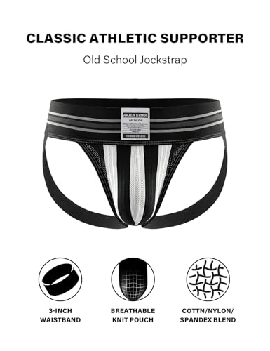 Arjen Kroos Men's Jock Strap 4 Pack High Elastic Jockstrap Underwear Breathable Athletic Supporter with Wide Waistband