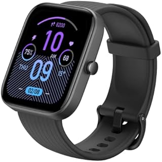 Amazfit Bip 3 Pro Smartwatch Fitness Watch Tracker with Heart Rate, SpO2 Monitor, 1.69" Large Color Display, Sports Watch with 60 Sports Modes, 14 Days Battrey Life, Black