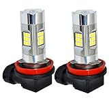 Alla Lighting 3200 Lumens Newest Version H11 LED Fog Lights Bulb High Power 3030 27-SMD Extremely Super Bright LED H11 Bulb for H16 H11 H8 LED Fog Light Bulbs, 6000K White (Set of 2)