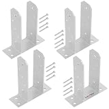 KOTARBAU® Set 4 Pezzi Staffe per Pali - TT - Fissaggio Pali Legno - Acciaio Zincato - 70 mm - Argento - da Avvitare - Staffa Travi Legno - Resistente Alle Intemperie