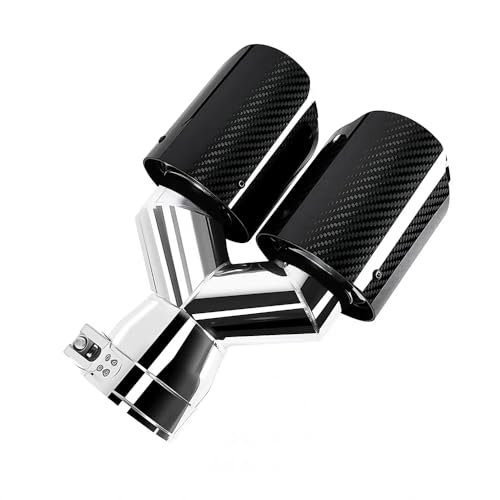 Bielpord Dual Carbon Fiber Exhaust Tip 3" Inlet to Dual 4" Outlet Tailpipe tip Universal for Vehicles Silver by Bielpord - Used condition - Image 6