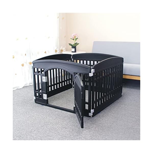 Pet-Playpen-Foldable-Gate-for-Dogs-Heavy-Plastic-Puppy-Exercise-Pen-with-Door-Portable-Indoor-Outdoor-Small-Pets-Fence-Puppies-Folding-Cage-6-Panels-Medium-Animals-House-Supplies Heavy Plastic Puppy Exercise Pen with Door