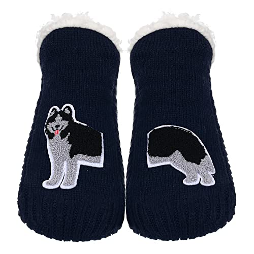 Image of ZYZX Cute Dog Slipper Socks for Women with Grips,Fuzzy Socks Indoor