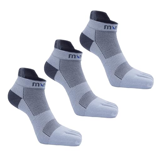 Coolmax No-Show Midweight Toe Socks for Running and Hiking with Cushion and Mesh for Men and Women