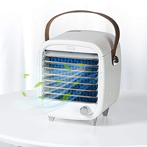 SmartDevil Portable Air Conditioner Fan, USB Small Desk Air Cooler Fan with Night Light, Adjustable Wind Direction Personal Cooling Fan, Built-in Ice Tray, for Home, Office, Pearl White