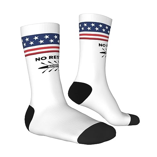 PAUPPY Funny-No-Rest-In-Rowing-Gift For Women Men Knee Socks for Women Long Tube Striped Socks Athletic Socks for Girls Youth4