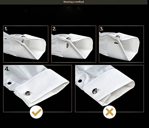 Mancuernillas para camisa de hombre plateadas y negras miniatura 4
