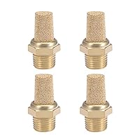 sourcing map 4Stück Schalldämpfer 1/8 PT Sinter Bronze Auspuff Messing Körper Hervorstehend