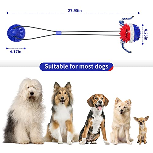 ULEFIX Suction Cup Dog Toy for Aggressive Chewers Large Breed Interactive Dog Toys Tug of War Dog Toy Indestructible Dog Toy Dog Puzzle Toys Blue