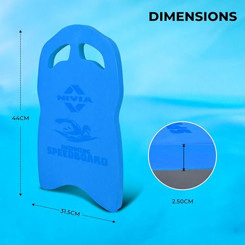Image of Nivia SpeedBoard for Swimming, Sports Swimming Floats for Adults-Kids, Kickboard for Beginners Training, Float Pad with All Holding Angles (Blue)
