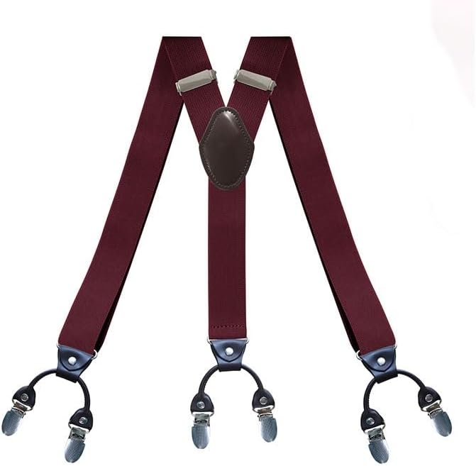 Polyester Filament 6 Clips Sling Belt Adjustable Elasticity Y Type Men's Suspenders