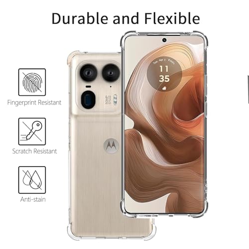 Image of Lustree Back Cover Transparent Case Compatible with Motorola Edge 50 Ultra | Clear + TPU Case with 4 Corner Air Cushion Protection & Camera Protection | Slim& Stylus Cover