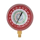 MEASUREMAN New Refrigeration Pressure Gauge, 3-1/8” Red Dial, 0-800 PSI, R-134a, R-404A, R-22, R-410A, Degree F, Adjustable Pointer, 1/8” NPT Lower Mount