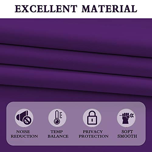 Image of DONREN 54 Inch Length Royal Purple Blackout Curtains for Kitchen - Small Window Treatment Rod Pocket Curtain Drapes for Bedroom(Set of 2 Panels)