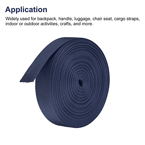 Image of MECCANIXITY Flat Nylon Webbing Strap 1 Inch 10 Yards Dark Blue for Backpack, Luggage-rack