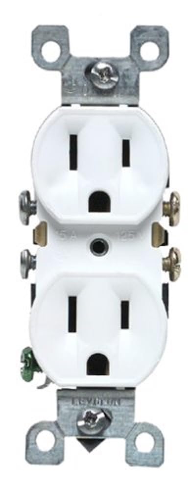 Leviton M12-05320-WMP 15 Amp Duplex Receptacle Grounded, White, 10-Pack
