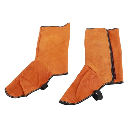 1Pair Welding Boot Cover, Cowhide Flame Retardant Welding Gear with Elastic Band, Heat Proof Leg Protection Safety Shoes Cover for Welding Machinery Industrial Work