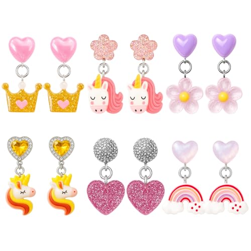 6 Paar Ohrclips Kinder, Clip Ohrringe Mädchen, Klipp Ohrringe...