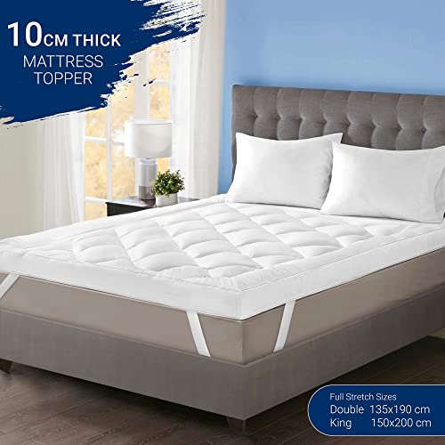 Bedbric Super King Mattress Toppers (Pack of 2) - 4 Inches Thick Soft & Fluffy Quilted Super King Mattress Topper - Hypoallergenic Toppers with Elastic Straps