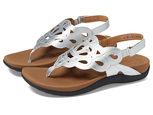 Rockport Sandalia Ridge Sling para mujer, plateado (Silver Synthetic), 37.5 EU
