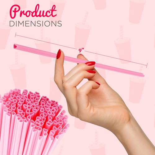 100 pitillos rosas en forma de corazón desechables miniatura 5