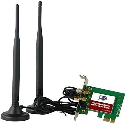 HiRO H50324 Dual Band Wireless 802.11ac AC1200 11ac WiFi 2T2R 867Mbps Low Profile PCIe PCI Express PCI-E x1 Adapter 2x 5dBi 5ft Omnidirectional Antenna Windows 10 8.1 8 7