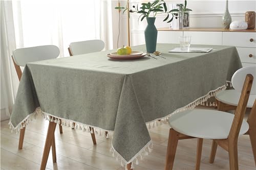 Nappe coton lin verte 140x220cm pour table de repas - 5