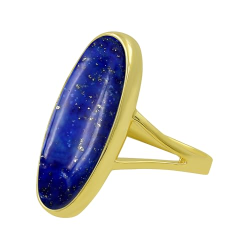 14k Yellow Gold Long Oval Shaped Natural Gemstone Rings For Women, Solitaire Birthstone Ring Jewelry Women's Day Gift For Mom Wife Sister Her3