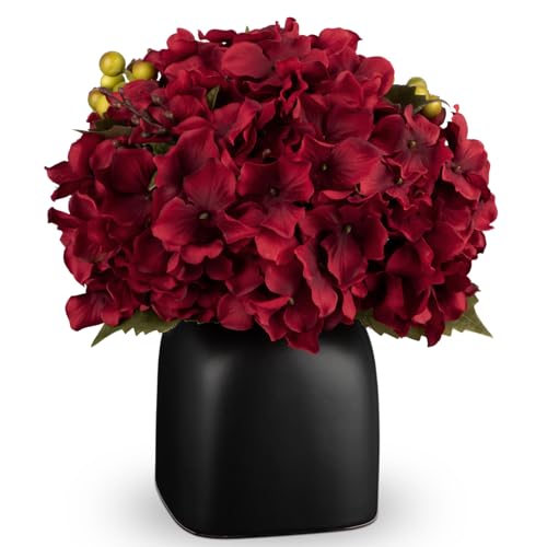 Briful PAP_007 Fall Hydrangea Artificial Flowers In Black Square Ceramic Pot cover