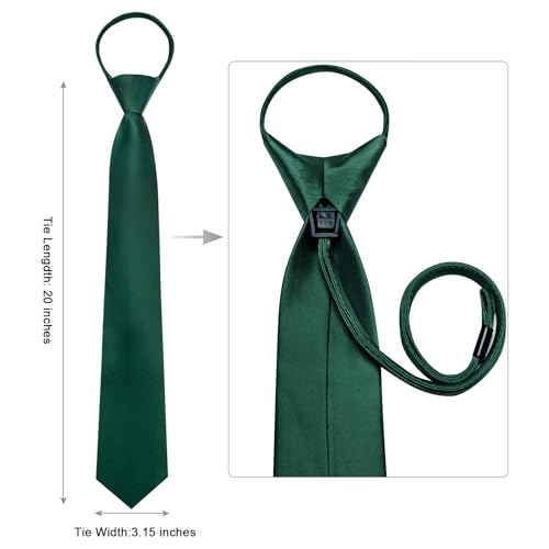 Image of Hi-Tie Zipper Ties for Men Pre-tied Tie Set Lapel Pin Pocket Square and Cufflinks Formal Business Wedding Adjustable Necktie